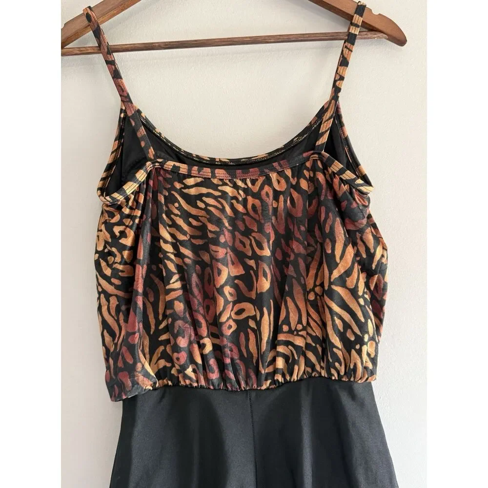 Vintage Robby Len Swimsuit One Piece Blouson Animal Print Retro 80s 90s Size 10